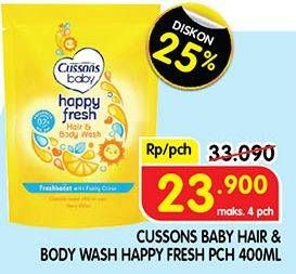 Promo Harga CUSSONS BABY Hair & Body Wash Happy Fresh 400 ml - Superindo