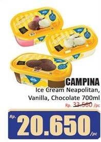 Promo Harga CAMPINA Ice Cream Neapolitan, Vanilla, Chocolate 700 ml - Hari Hari