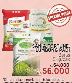 Promo Harga SANIA/FORTUNE/LUMBUNG PADI Beras 5kg  - LotteMart