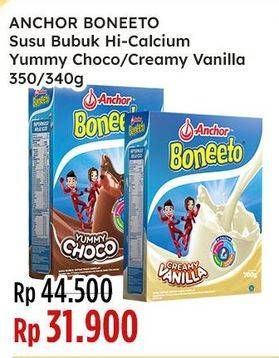 Promo Harga Anchor Boneeto Susu Bubuk Hi Calsium Yummy Choco, Creamy Vanilla 350 gr - Indomaret