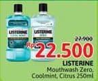 Promo Harga Listerine Mouthwash Antiseptic Zero, Cool Mint, Fresh Citrus 250 ml - Alfamidi