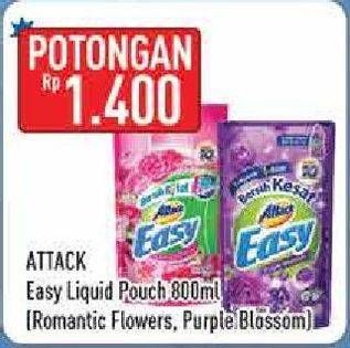 Promo Harga ATTACK Easy Detergent Liquid Romantic Flower, Purple Blossom 800 ml - Hypermart