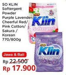 Promo Harga SO KLIN Softergent Purple Lavender, Cheerful Red, Rossy Pink, Soft Sakura 770 gr - Indomaret