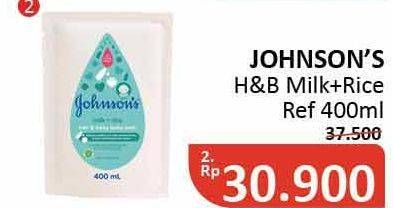 Promo Harga JOHNSONS Baby Milk Bath Milk + Rice 400 ml - Alfamidi