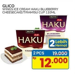 Promo Harga Glico Haku Blueberry Cheesecake Cup, Tiramisu Cup 110 ml - Indomaret