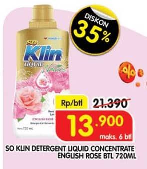 Promo Harga So Klin Liquid Detergent Nature English Rose 720 ml - Superindo