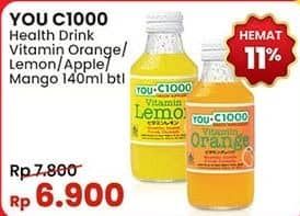 Promo Harga You C1000 Health Drink Vitamin Orange, Lemon, Apple, Mango 140 ml - Indomaret