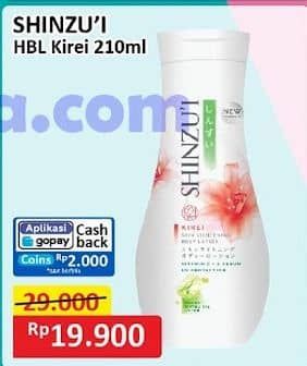 Shinzui Body Lotion 210 ml Diskon 31%, Harga Promo Rp19.900, Harga Normal Rp29.000, Cashback Rp2.000 dengan GOPAY min transaksi Rp15.000