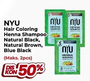 Promo Harga NYU Henna Shampoo Hair Colour Black, Brown 20 ml - Yogya