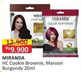 Promo Harga MIRANDA Hair Color Tempation T4 Cookie Brownie, T5 Maroon Burgundy 20 ml - Alfamart