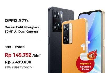 Promo Harga Oppo A77s Smartphone 8GB + 128GB  - Erafone