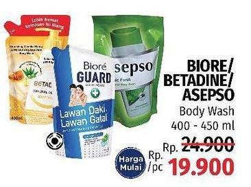Promo Harga BIORE/BETADINE/ASEPSO Body Wash 400ml - 450ml  - LotteMart