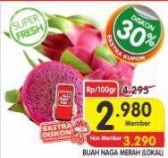 Promo Harga Buah Naga Merah Lokal per 100 gr - Superindo