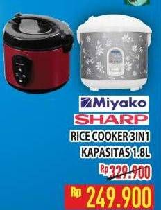 Promo Harga Miyako, Sharp Rice Cooker 3 in 1 Kapasitas 1.8litr  - Hypermart