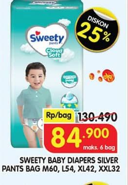 Promo Harga Sweety Silver Pants M60, L54, XL42, XXL32 32 pcs - Superindo