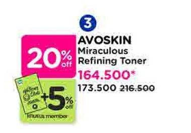 Promo Harga Avoskin Miraculous Refining Toner 20 ml - Watsons