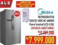 Promo Harga MIDEA HC-689 | Refrigerator Side by Side WE 530 ltr - Hypermart