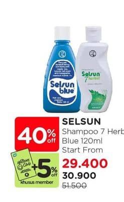 Promo Harga Selsun Shampoo Anti Dandruff 7 Herbal, Blue 120 ml - Watsons