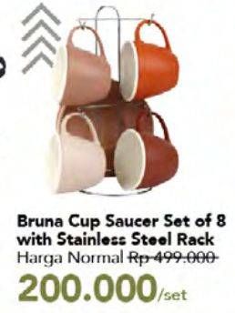 Promo Harga Cup & Saucer Set Bruna With Stainless Steel Rack  - Carrefour