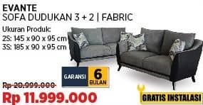 Promo Harga Courts Evante Sofa Dudukan 3 + 2 Fabric  - COURTS