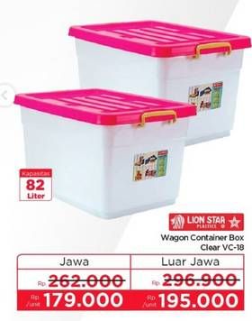 Promo Harga Lion Star Wagon Container VC-18 (82ltr) 82000 ml - Lotte Grosir