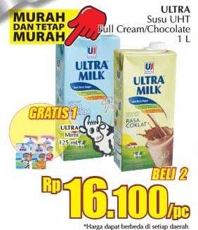 Promo Harga ULTRA MILK Susu UHT Full Cream, Chocolate per 2 pcs 1 ltr - Giant
