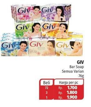 Promo Harga GIV Bar Soap All Variants 76 gr - Lotte Grosir
