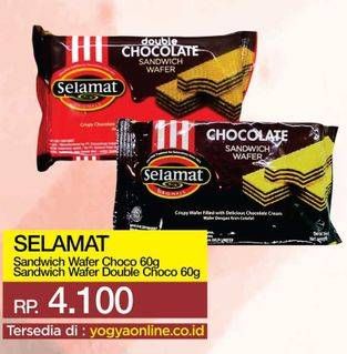 Promo Harga SELAMAT Wafer Double Chocolate, Chocolate 60 gr - Yogya