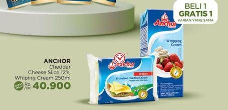 Promo Harga Anchor Whipping Cream/Cheddar Slice  - LotteMart