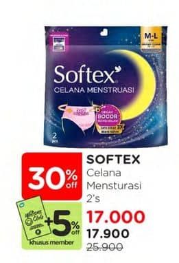 Promo Harga Softex Celana Menstruasi 2 pcs - Watsons