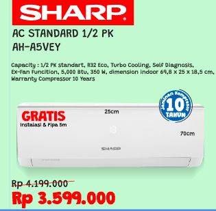 Promo Harga SHARP AH-A5VEY | AC 1/2PK  - Courts