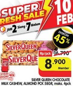 Promo Harga Silver Queen Chocolate Cashew, Almonds 58 gr - Superindo