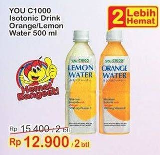 Promo Harga YOU C1000 Isotonic Drink Orange, Lemon per 2 botol 500 ml - Indomaret