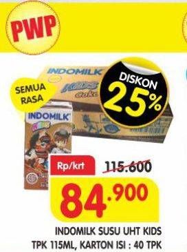 Promo Harga Indomilk Susu UHT Kids All Variants per 40 pcs 115 ml - Superindo