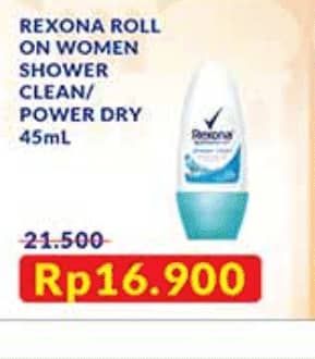 Promo Harga Rexona Deo Roll On Shower Clean, Powder Dry 50 ml - Indomaret