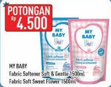 Promo Harga MY BABY Fabric Softener Soft Gentle, Sweet Floral 1500 ml - Hypermart