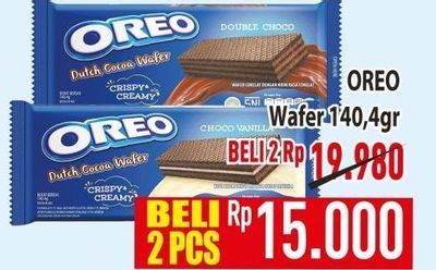 Promo Harga Oreo Wafer Choco Vanilla, Double Choco 140 gr - Hypermart