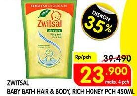 Promo Harga ZWITSAL Natural Baby Bath 2 In 1 Hair Body, Milky With Rich Honey 450 ml - Superindo