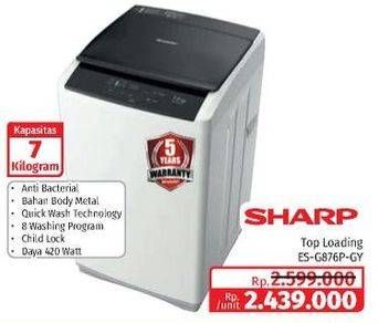Promo Harga SHARP ESG 876 GY | Mesin Cuci 1 Tabung 7 kg  - Lotte Grosir