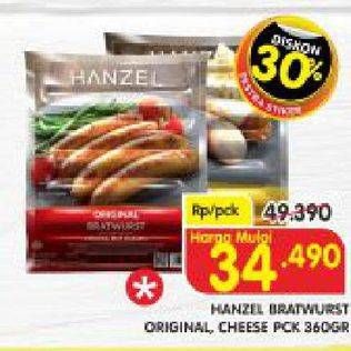 Promo Harga HANZEL Bratwurst Cheese, Original 360 gr - Superindo