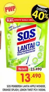 Promo Harga SOS Pembersih Lantai Apple, Lemon Twist, Orange 1400 ml - Superindo