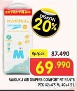 Promo Harga Makuku Comfort Fit Diapers Pants M42+4, L40+4 44 pcs - Superindo