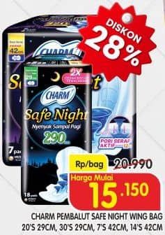 Promo Harga Charm Safe Night Wing 29cm, Gathers 42cm 7 pcs - Superindo