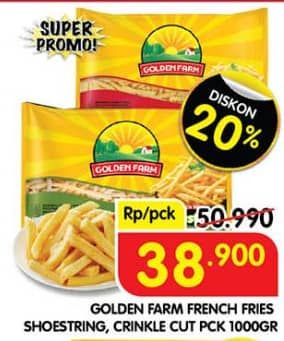 Golden Farm French Fries 1000 gr Diskon 23%, Harga Promo Rp38.900, Harga Normal Rp50.990