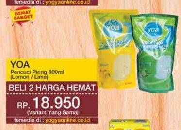 Promo Harga YOA Pencuci Piring Lemon, Lime 800 ml - Yogya