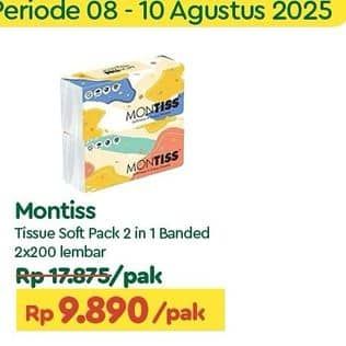 Promo Harga Montiss Facial Tissue per 2 bungkus 200 sheet - TIP TOP