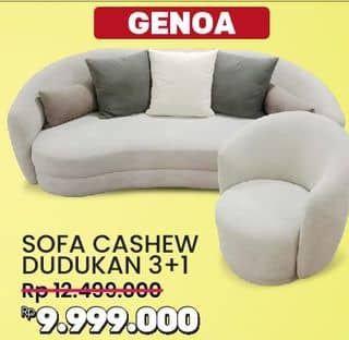 Promo Harga Courts Genoa Sofa Cashew Dudukan 3+1 Fabric  - COURTS