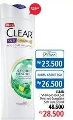 Promo Harga CLEAR Shampoo Ice Cool Menthol, Complete Soft Care 320 ml - Alfamidi