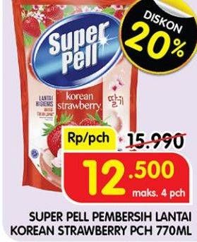 Promo Harga Super Pell Pembersih Lantai Korean Strawberry 770 ml - Superindo