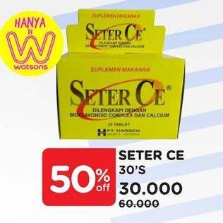Promo Harga SETER CE Vitamin Suplemen 30 pcs - Watsons